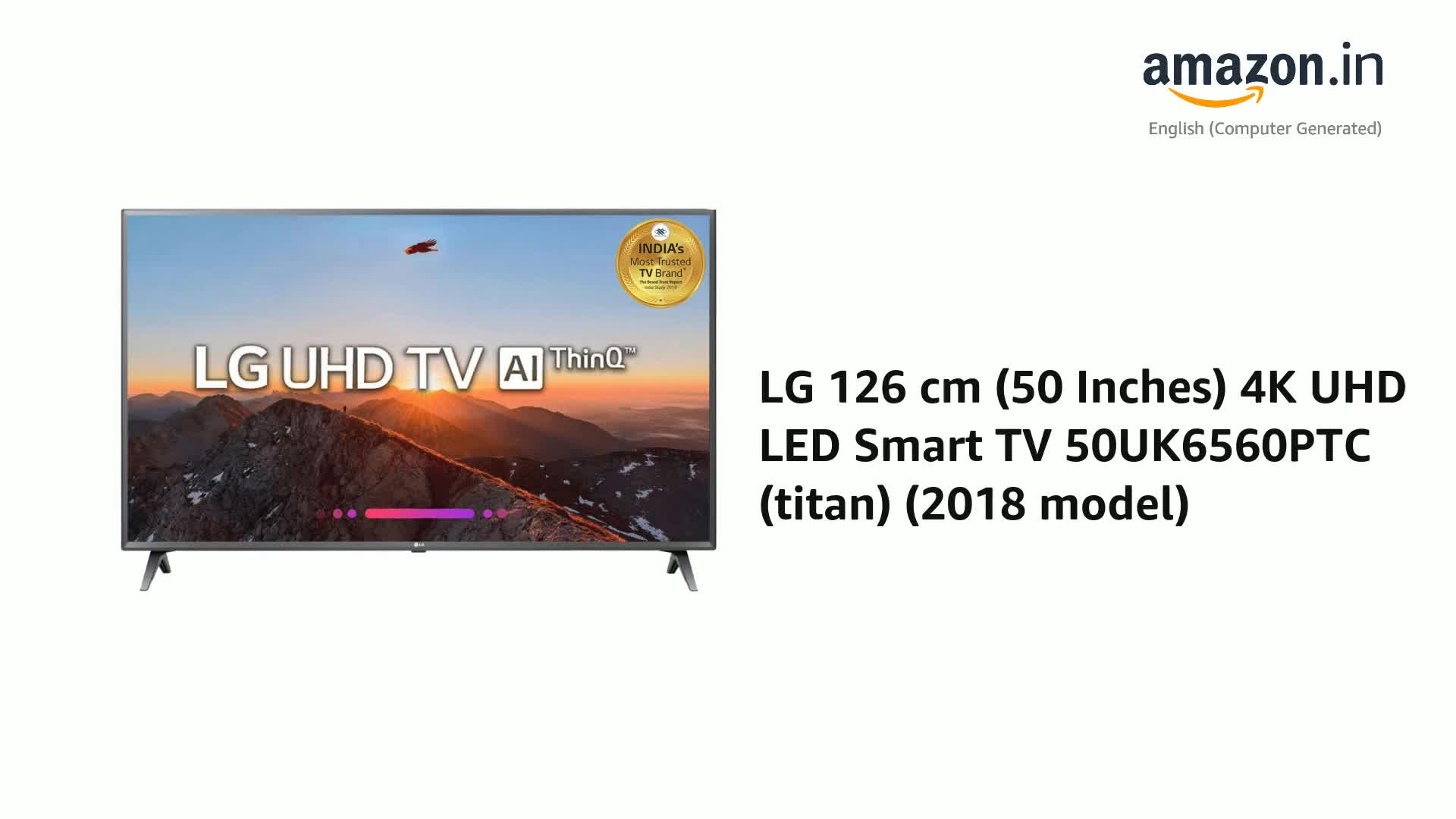 LG 126 cm (50 Inches) 4K UHD LED Smart TV 50UK6560PTC (titan
