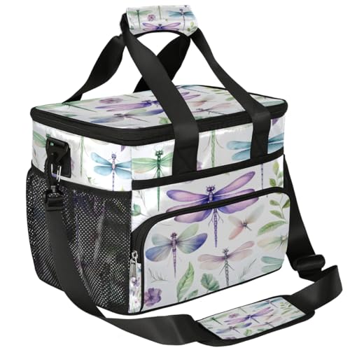 Dragonfly Insulated Picnic Backpack Lunch Box for Women Men Picnic Basket Tote Lunch Bag Picnic Bag Portable Lunch Bags for Picnic, Beach, Work, Trip,Office, Camp Colorful Dragonfly