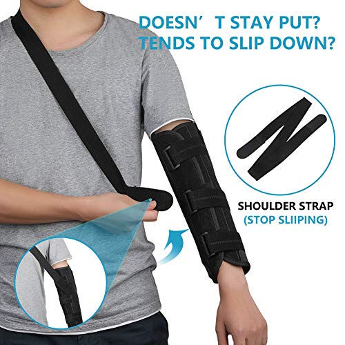 image for fibee Adult Elbow Immobilizer Stabilizer, Adjustable Compression Elbow