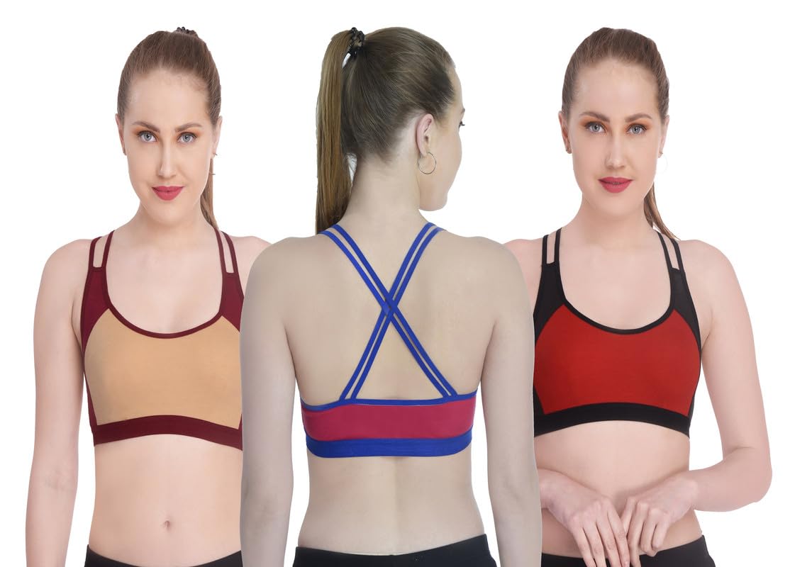 Women's Inner Wear Daily Use Sports Bra Cotton Sports Bra Cross Back, Full Coverage, Wired, Workout Yoga Running Special for Running and Exercise-image-47