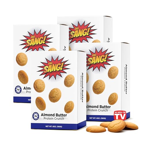 CHEF SANG! Almond Butter Cookie Pack of 4 | High Protein Cookies - 5g Protein | Almond Cookies with Real Ingredients | Non-GMO | Crunchy &amp; Flavorful | 6oz (Pack of 4)