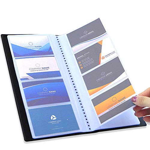 Grekywin Business Card Book Card Organizer Card PU Leather Name Card Portfolio Black - Thumbnail 2