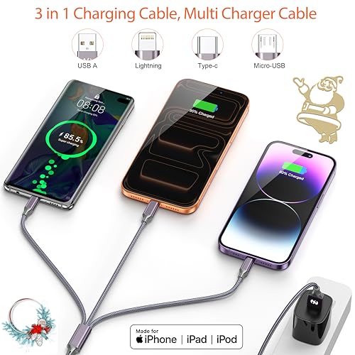 Multi Charging Cable (4ft 2Pack),3 in 1 USB Charging Cable - image 4