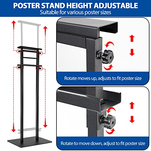 2-Pack Adjustable Floor Standing Poster Stands, Double-Sided Heavy Duty Sign Holders, Up to 80 for Outdoor Display, Black