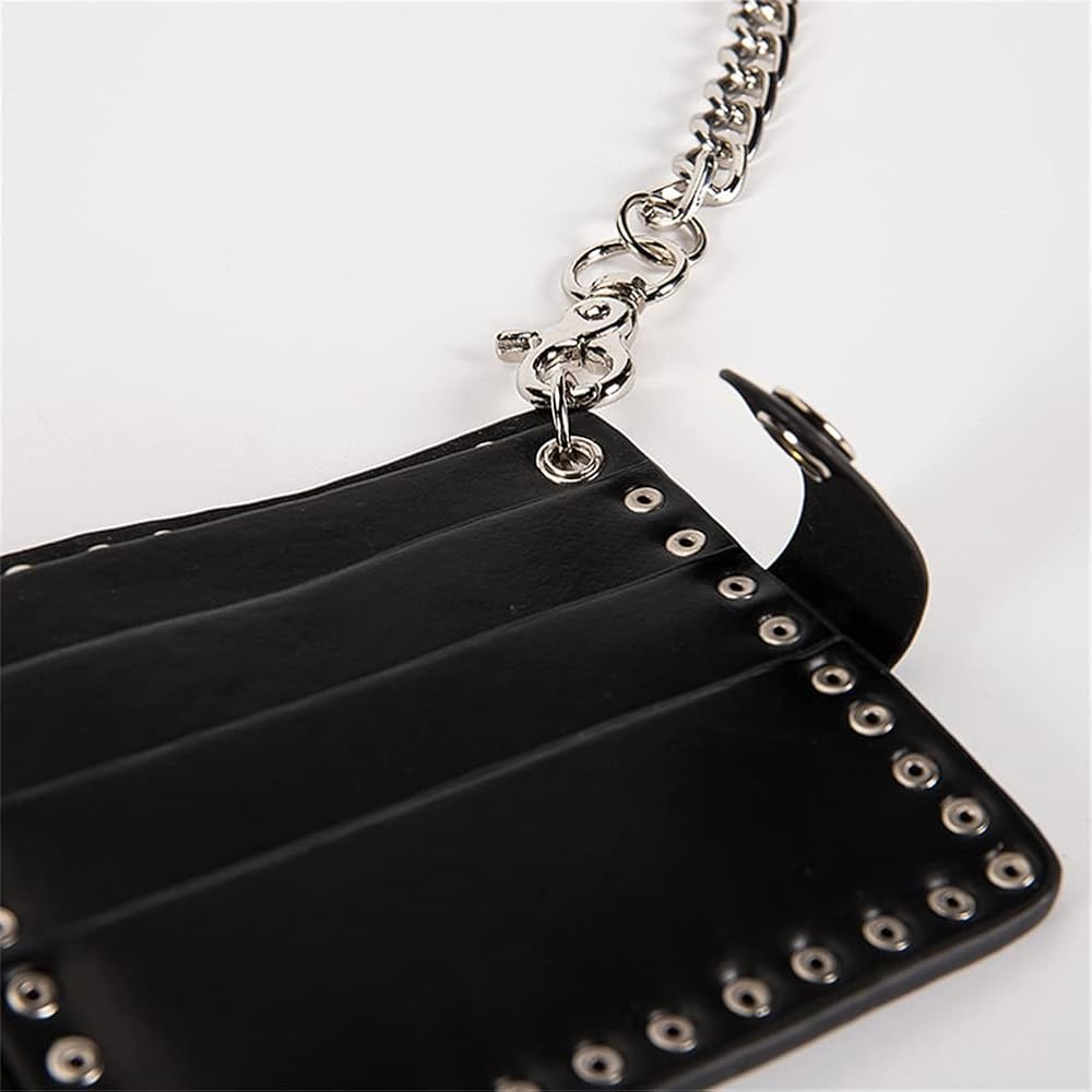 Amazon.com: HeiBai Xiong Punk Biker Wallet With Chain Goth