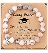 HGDEER Natural Stone Graduation Bracelet for Women/Men, Best Wishes Graduation Gifts for Grad