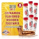 Hotlix Cinnamon Toothpicks (6-Pack, 120 total), Flavored Toothpicks, Travel Toothpicks, Toothpicks for Food, Wooden Toothpicks, Fancy Toothpicks for Appetizers, Best Quit Smoking Products, Made in USA