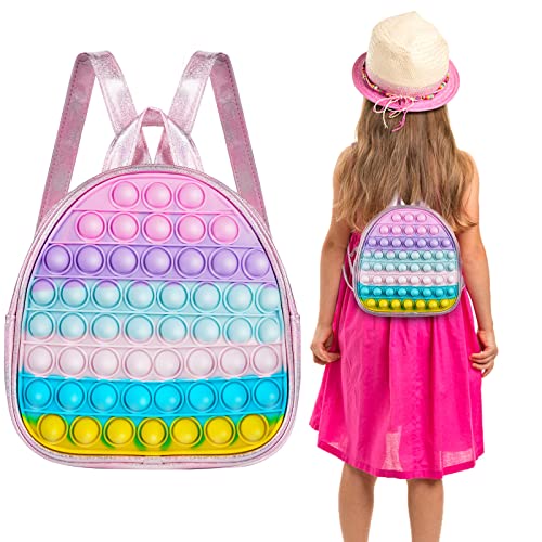 Vanblue Pop Mini Backpack Gift for Girls Fidget Shoulder Bag Purse Fidget Party Favors Fidget Bag Gift for Kids Birthday Party ADHD Anxiety Stress Relief