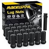 MIKKUPPA 24PCS M14x1.5 Lug Nuts - Replacement for Chevy Silverado 1500 Suburban Traverse, Ford F150, GMC Yukon Sierra 1500, Cadillac XT5 XT6 Aftermarket Wheels Black 2' Length 7 Spline Tire Nut