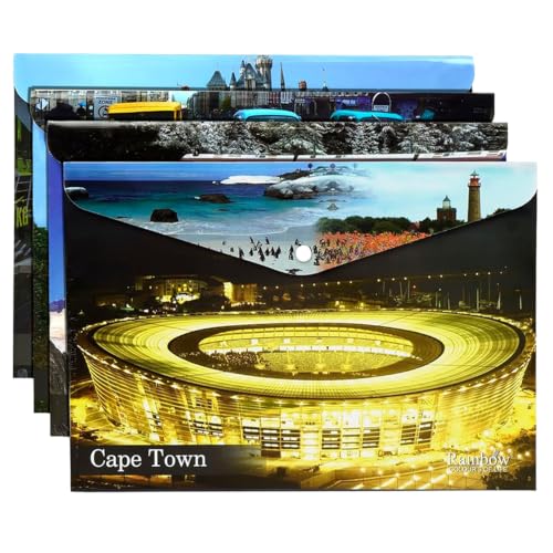 Image of Shuban A4 Plastic File Folder Document Organizer, Plastic File Holder with Snap Button, Waterproof Certificate Folder for Office, School, Home (Style-7-Printed Folder- 4 Pcs -Multi Design)