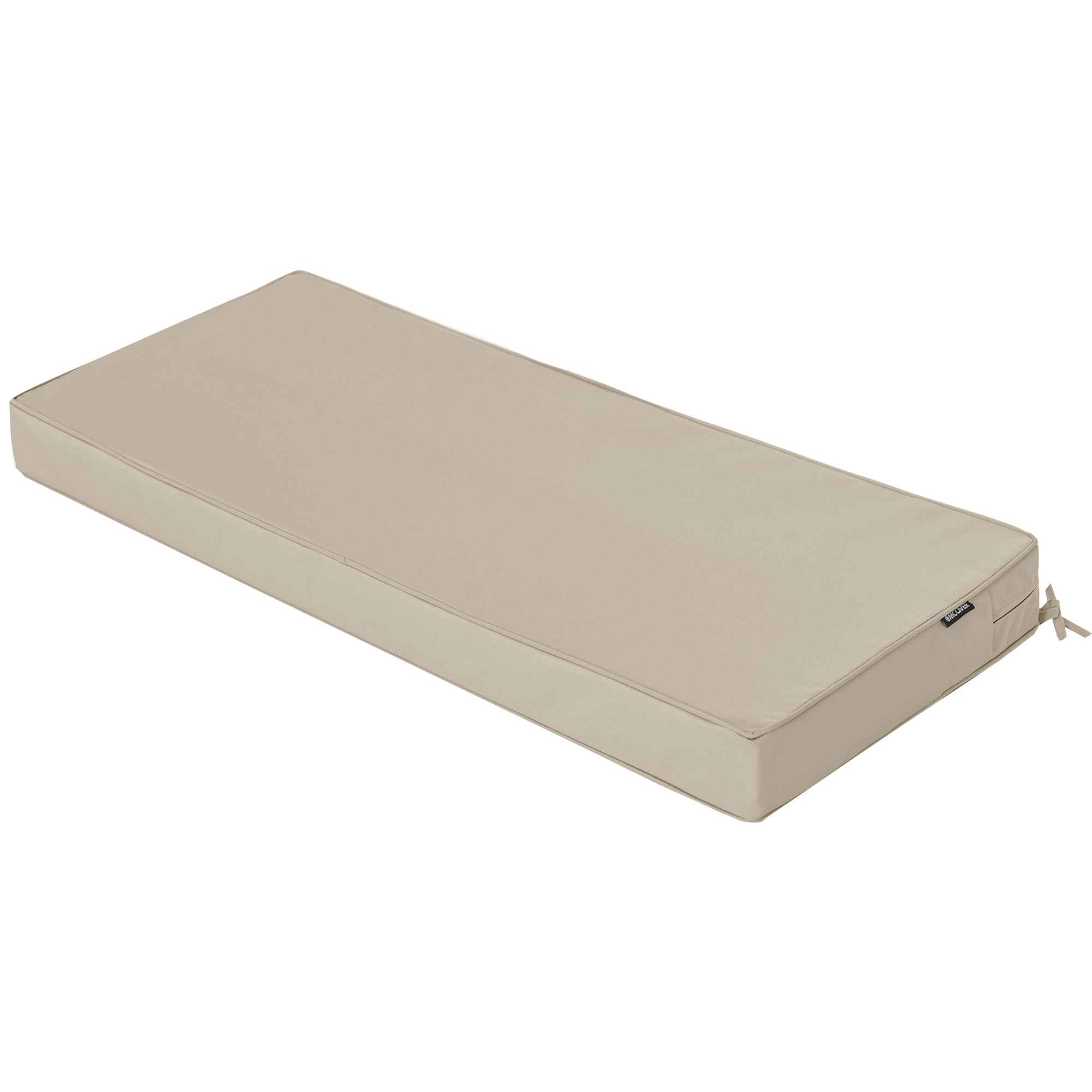 Outdoor Bench Cushion 42 x 18 Inch Thick Waterproof Porch Swing Cushions with Tie Patio Furniture Chair Cushion Bench Pad Color Fastness Backyard Seat Pads, Cream