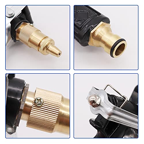 Qxdzswb Metalen slang mondstuk hogedruk tuin tuin slang met nozzle auto wassen water gun spuit verstelbare koperen slang… - Image 4