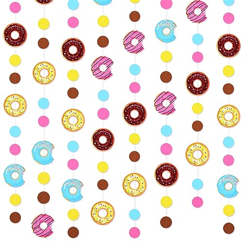 Image of pinkblume Donut Party Decorations Polka Dot Sweet Doughnut Garland Streamer Banner Cutouts for Birthday Baby Shower Wedding Bridal Shower Anniversary Engagement Party Decorations Supplies