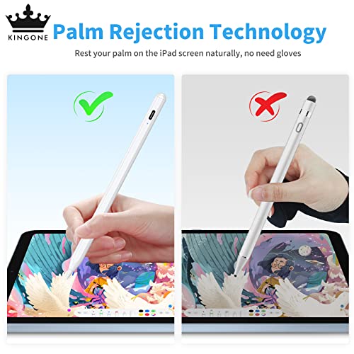 Image of KINGONE Stylus Pen for iPad with Palm Rejection, Tilt Sensitive and Magnetic Design, Digital Pencil Compatible with 2018 and Later Model,Apple iPad Pro 11 /12.9 Inch,iPad 6 /7 /8th Gen,iPad Mini 5th Gen,iPad Air 3rd /4th Gen