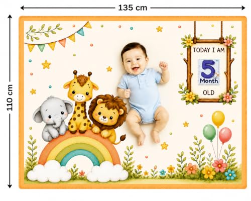 Image of NEW COMERS Baby Monthly Milestone Blanket | 1 to 12 Months Extra Soft Fleece | Best Photography Backdrop Prop | Size - 55 in to 44 inch Super Soft Fabric (Mustard)