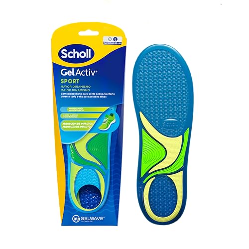 Scholl Plantillas GelActiv Sport para Hombre - Para calzado deportivo, comodidad todo el día, absorción de impactos y elasticidad con la tecnología GelWave - Talla 40-46,5