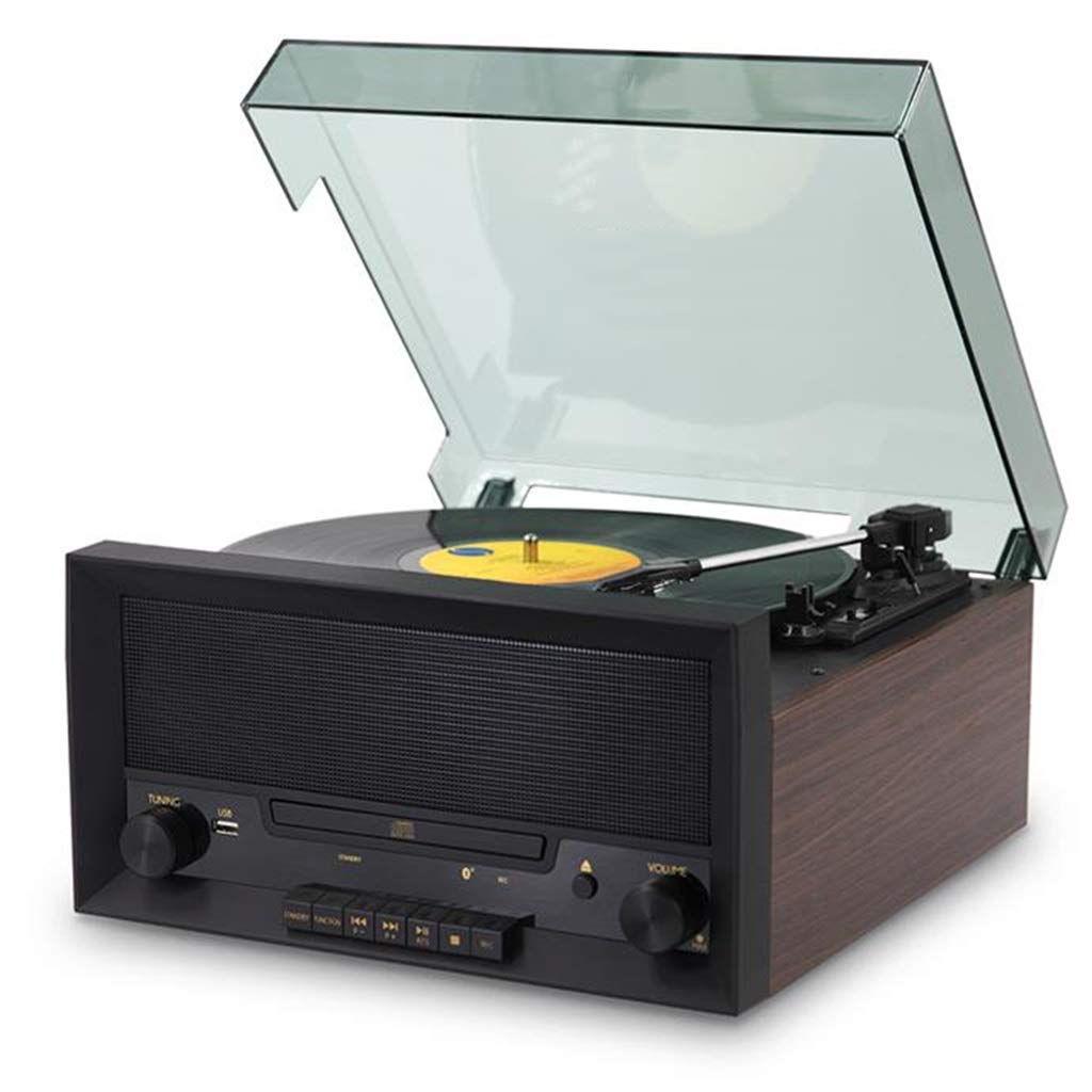 Reproductor de discos de vinilo retro, compatible con reproducción de discos de vinilo de 12/10/7 pulgadas, tocadiscos con altavoces estéreo integrados, compatible con reproducción de discos U y