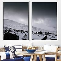 2 Piece Framed Canvas Wall Art Monochromatic Mountains Canvas Prints Home Artwork Decoration for Living Room,Bedroom - 16