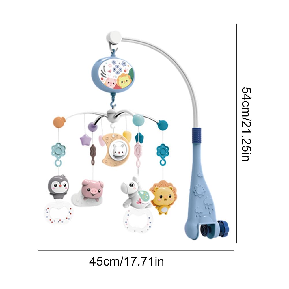 Mobile Musical Bébé, Cloche de Lit Bébé Rotatif à 360° avec Projecteur Veilleuse Musical, Carillons Suspendus Hochet Animaux Jouet éducatif Bébé, avec Support Mobile, Cadeau de Naissance