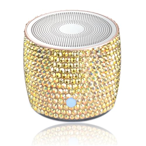 WONGS Bling Crystal Rhinestone Portable Mini Bluetooth Speaker, Enhanced Bass and High Definition Sound, Portable Design, for iPhone, iPad,Nexus,Laptops Computer, Great Gift - Gold