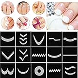 CCbeauty French Nail Stickers Nail Art DIY French Tip Guides French Manicure Template Sticker Decals Nail Accessories (18 Sheet/Pack)