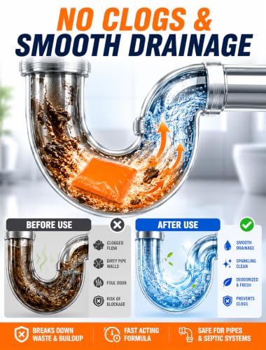 Image of Eazy2hD 50 Packs RV Toilet Treatment, Pre-measured Black Water Holding Tank Deodorizer - Breaks Down Waste & Paper, Drop Ins Porta Potty Chemicals, Prevent clogs & Eliminate Odor for Camper, Orange