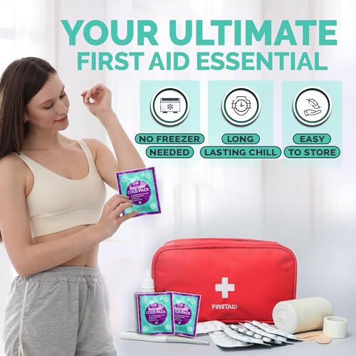 Disposable Instant Ice Cold Packs (6” x 5”) Bulk 50 Pack | Cold Compress Ice Pack for Pain Relief, First Aid & Outdoor