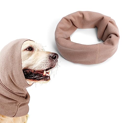 Image of Dog Warm Quiet Ear Covers - Noise-reducing Earmuffs & Neck Hood for Anxiety Relief - Brown, Medium
