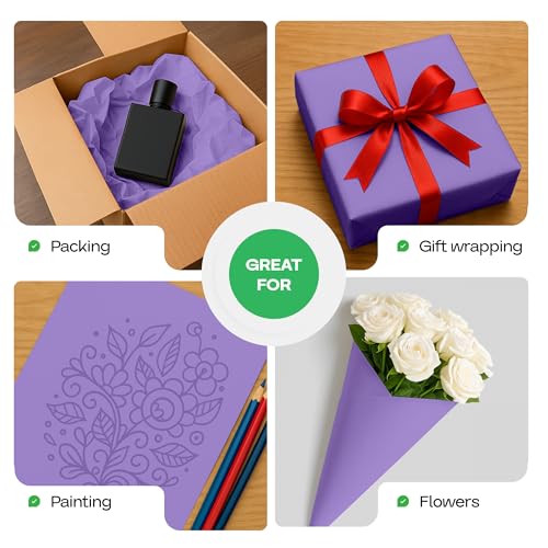 Image of Purple Kraft Paper Roll 12 inch x 1200 inch (100 feet) with Cutter - USA-Made Wrapping Paper for Packing, Moving, Shipping & Crafts /Arts - 100% Recyclable Natural Craft Material by IDL Packaging