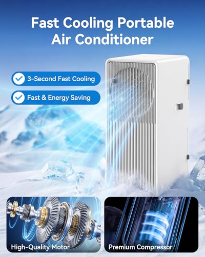 Image of 14,000 BTU Portable Air Conditioner Cools Up to 700 Sq.Ft, 5-in-1 Portable AC Unit with Cool, Fan, Dehumidifier, Sleep, 24H Timer,LED Display & Remote Window Kit for Bedroom Dorms Apartment