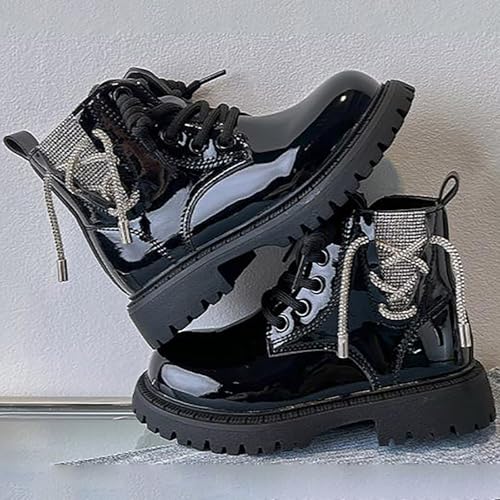 IWIHMIV Girls Short Boots Toddler Fall Winter Lace up Boots Kids Comfortable Outdoor Ankle Booties with Zipper2