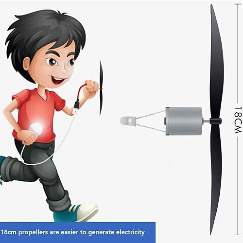 Miniatura 2 de Mini generador de energía eólica con bombilla USB de 5 W, kit de modelo de turbina de viento DIY, herramienta de enseñanza, mini turbina de viento