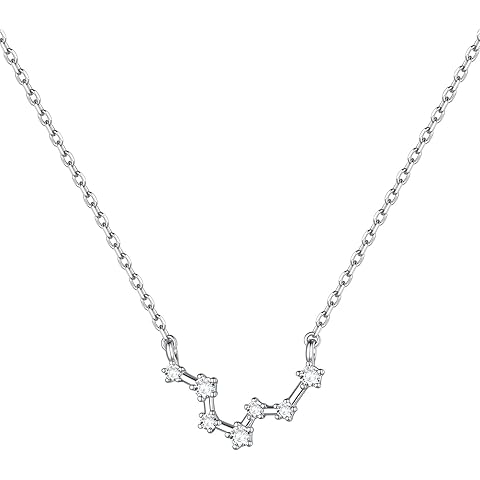 ChicSilver 925 Sterling Silver CZ Astrology 12 Constellation Horoscope Zodiac Necklace Birthday Gift,16-18 inch(with Gift Box)