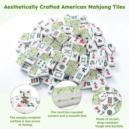Set American Mahjong con 166 fichas acrílicas grandes 3.6 cm miniatura 6