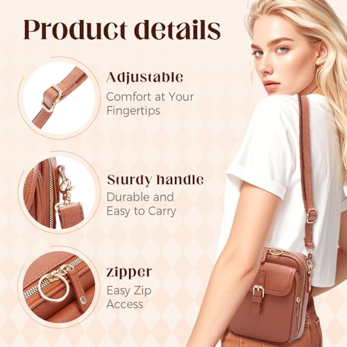 Crossbody Leather Bag,Large Capacity Sling Messenger Bag, Retro Faux Leather Built in Purse Anti Theft Bag for Travel3