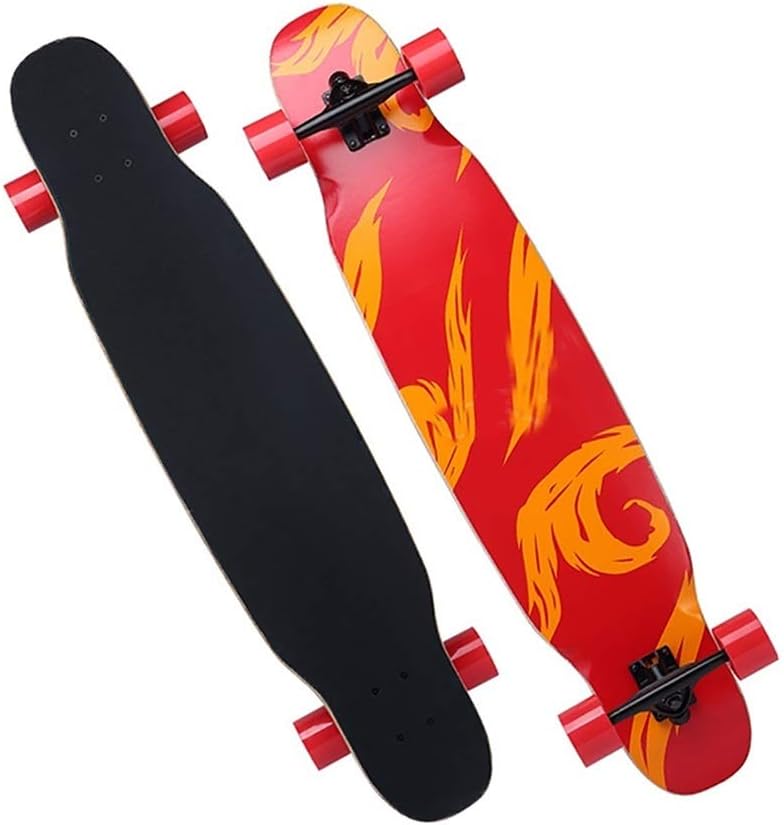 Long Boards Skateboard for Beginners, Adults, Teens, Youth & Kids 42 Inch Pro Skateboard Cruiser 9 Layers Maple Wood Longboard Deck Skate Board for Extreme Sports Outdoors (Color : Orange)