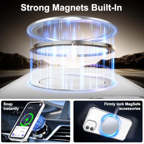 Lufanbis Magnetic for iPhone 12/12 Pro Case with Ring Stand, Frosted White - image 2