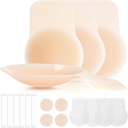 LEFRECO Cubiertas de pezones de silicona para levantamiento de senos, 2 pares, adhesivo reutilizable, sin tirantes, pétalos para mujeres
