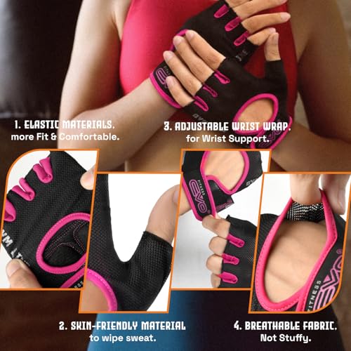 EVO Fitness Women Weight Lifting Gym Gloves Breathable Workout Ladies Exercise Training Bodybuilding Girls Cycling with Non-Slip EVA Foam Palm Protection - Image 3