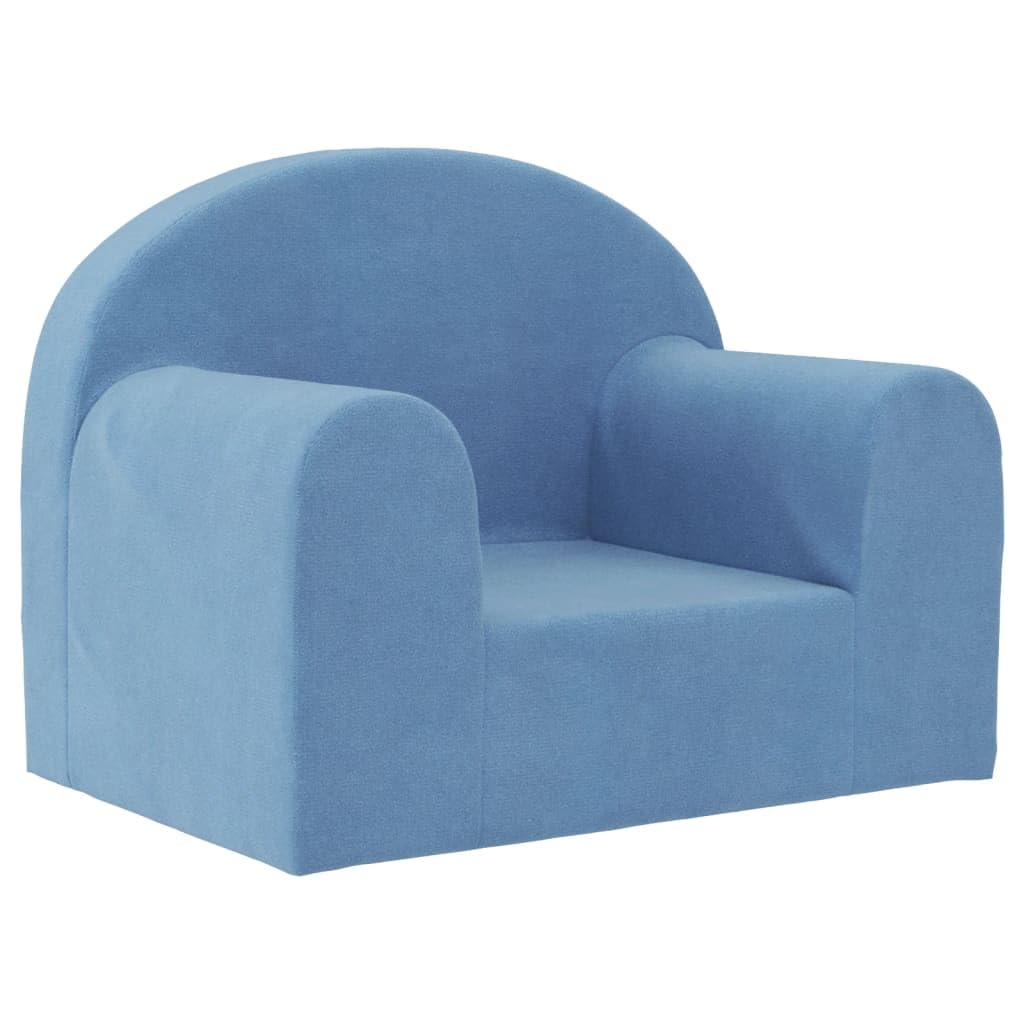 vidaXL Canapé pour Enfants, Siège avec Accoudoirs, Fauteuil avec Dossier pour Tout-Petits, Meuble de Chambre Maison, Bleu Peluche Douce