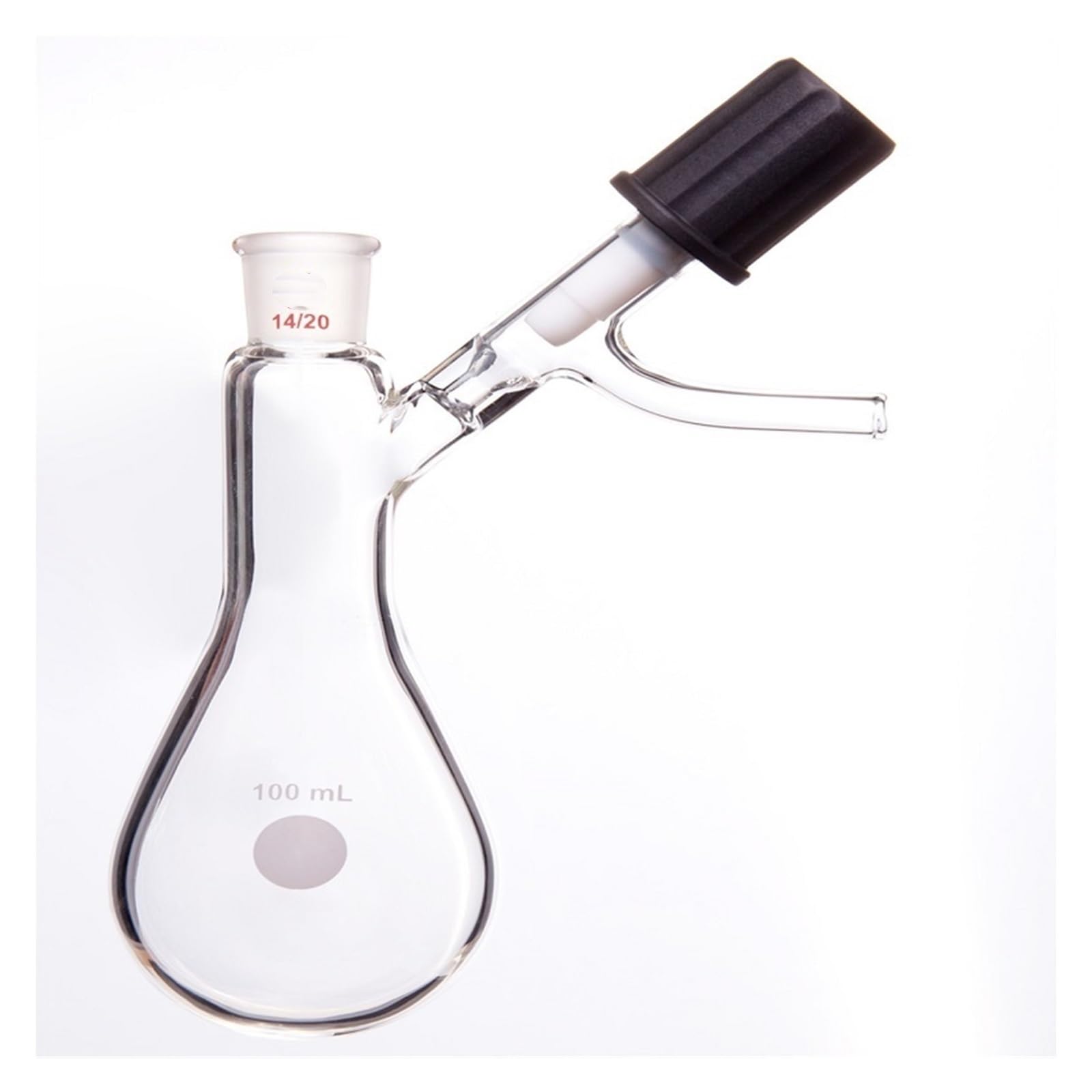 Reaktions-Auberginenflasche, 4-mm-Hochvakuum-PTFE-Ventil, KOLBEN, MODIFIZIERTES SCHLENK-Rohr, Borosilikatglaskolben, F90(100mL-F909100H)