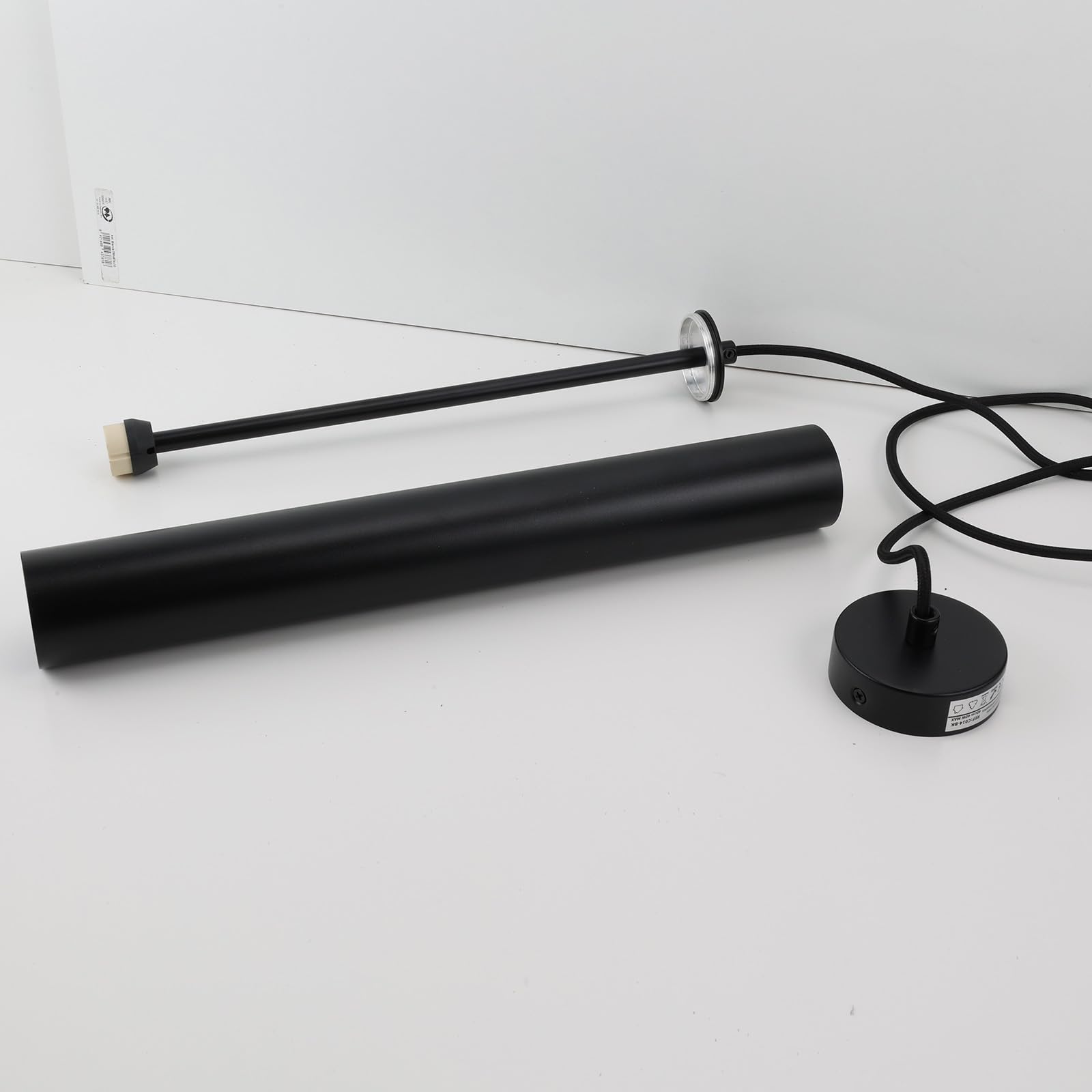 Alpinaluz Lámpara Colgante Tubular de Aluminio para Techo, Diseño Moderno de 40 cm con Casquillo GU10 y Cable Textil de 120 cm (Pack de 2 Negro)