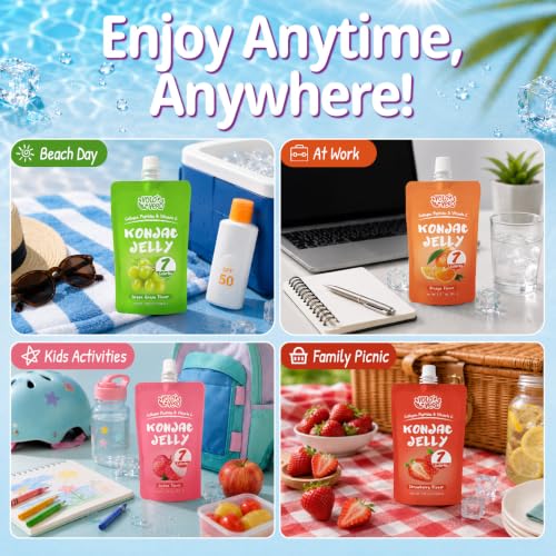 VOLO VERO Drinkable Konjac Jelly Pouch Variety Pack, Low Calories Snacks | Gluten Free, 0 Sugar, Keto, Vitamin C Healthy Fruit Snacks,10 Packet - Flavors Include Lychee, Strawberry, Orange, Grape - image 7