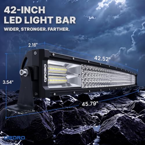 Image of OEDRO 42 Inch Curved LED Light Bar Quad-Row Spot Flood Combo | 1128W Work Lights Off Road Driving Fog Lamp with Wiring Harness, Fit for Pickup SUV 4WD 4X4 ATV UTE Truck Tractor (12 /24V)