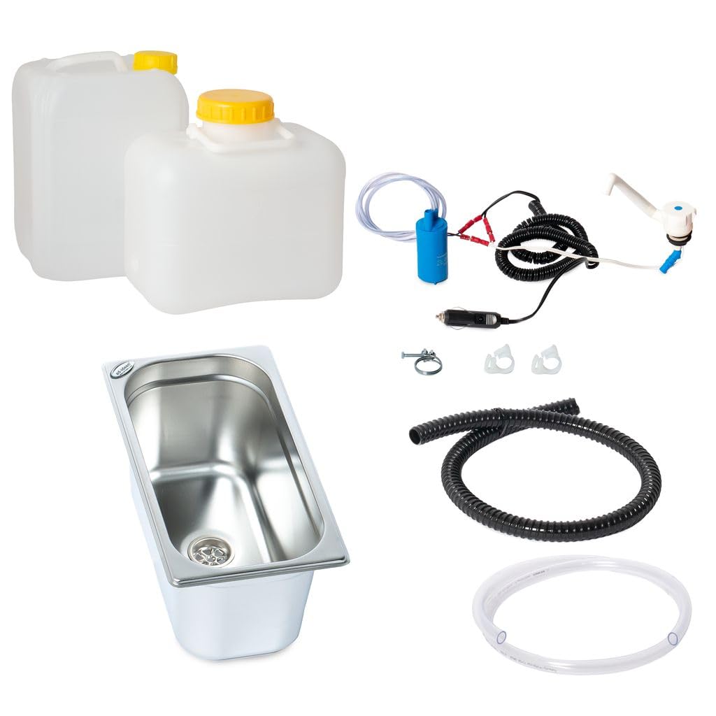 12 V Agua Anlage tentempiés carro venta colgante camping Cocina montar fregadero 325 x 176 x 150 Comet Novo Blanco (AD de ideas)