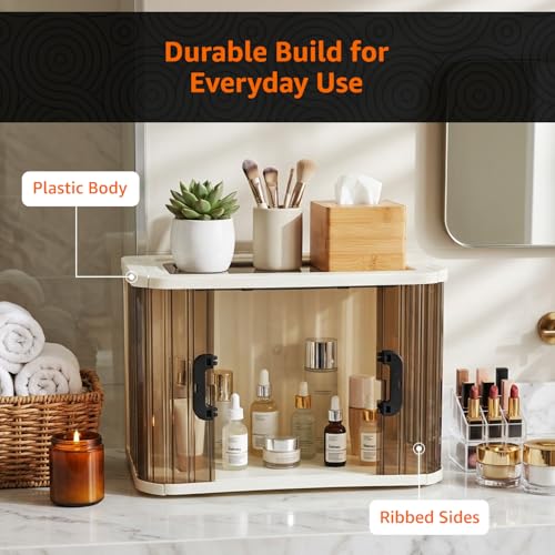 Image of Amazon Basics Plastic Organizer Unit with Dual Front Doors, Multi-Purpose Organizer for Home, Kitchen & Kids Room, Durable & Lightweight (Medium Size, 1 pic)