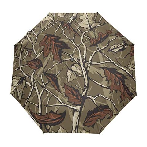 3 Folds Umbrella Real Fall Camo Auto Open Close Anti-UV Umbrella Cover