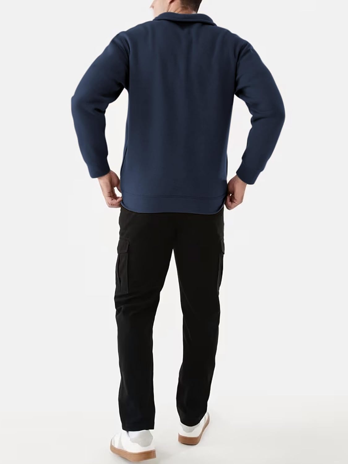PLEPAN Mens Quarter Zip Pullover Fleece Sweatshirt Casual Mock Neck Sweater Polo Long Sleeve