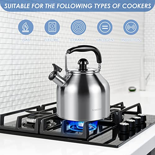 Koocovel Tea Kettle Stovetop,Food Grade Stainless Steel Tea Kettle,Camping Kettles For Boiling Water,Hot Water Fast To Boil (4.2Quart/4L) #TOP2