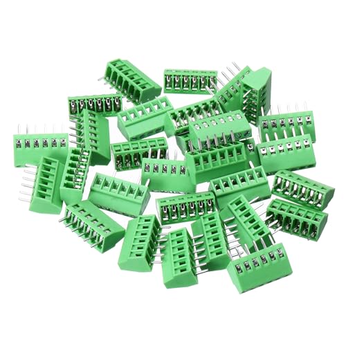 MECCANIXITY 30PCS 6-Pin PCB Mount Screw Terminal Block Connectors 2.54mm/0.1inch Pitch Circuit Board Connectors for Home Appliances, Industrial Projects
